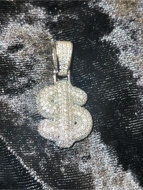 Silver Dollar Sign Pendant
